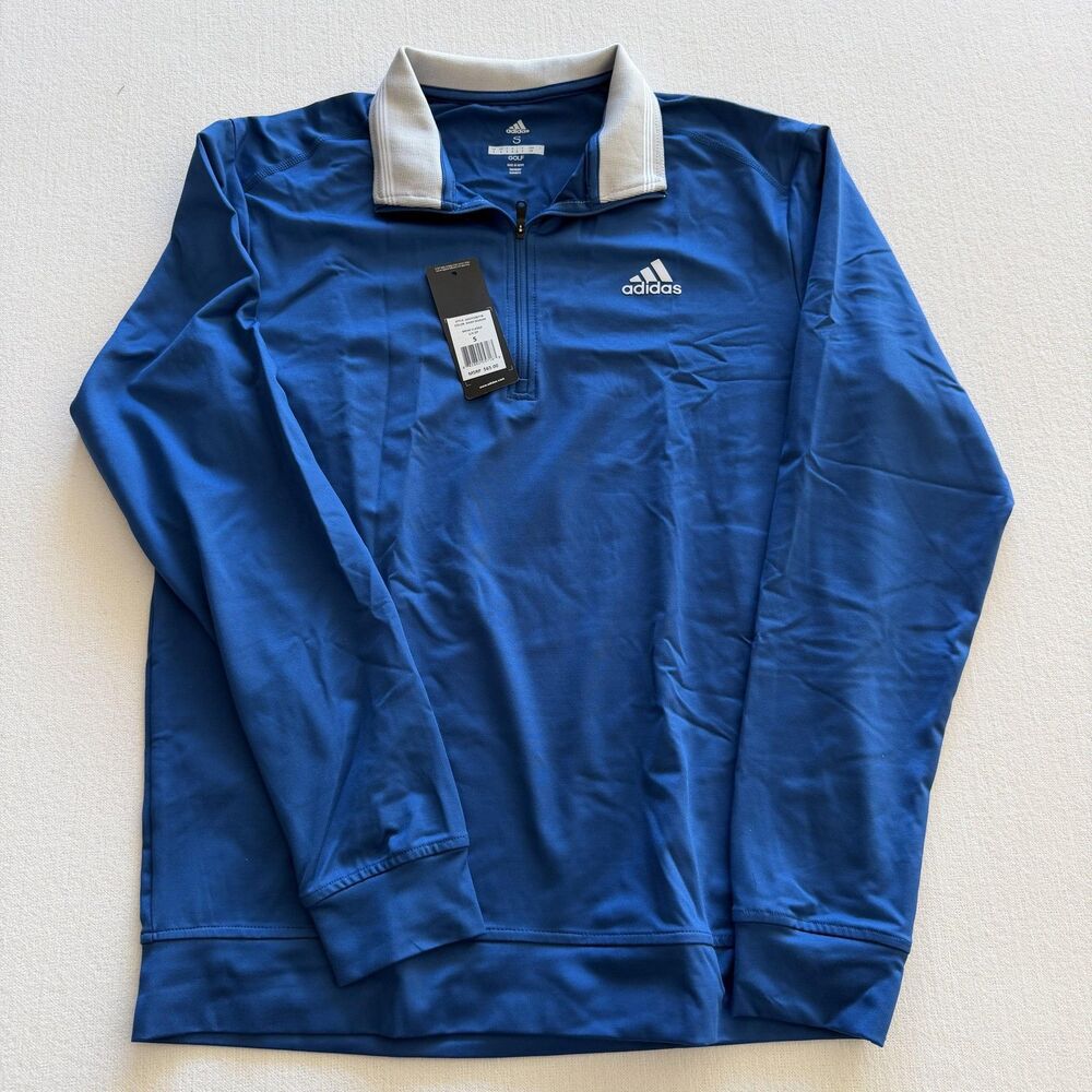 Adidas Pullover Mens Small Blue Golf Quarter Zip Classic Dark Marine Performance